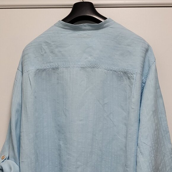 Carribean Mens Shirt Linen Blend Button Up 3XT Tall Roll Tab Long Sleeve Coastal - Picture 11 of 16